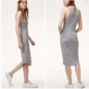 Aritzia Wilfred Free Grey Marled Womens Stretch Column Midi Dress Sleeveless XXS